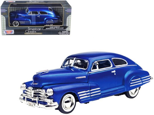 1948 Chevrolet Aerosedan Fleetline Blue 1/24 Diecast Model Car by Motormax F977-73266bl