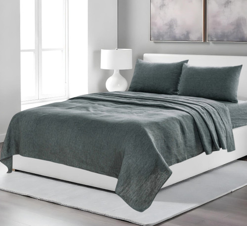 Four Piece Slate Gray Linen Sheet Set N270-520717