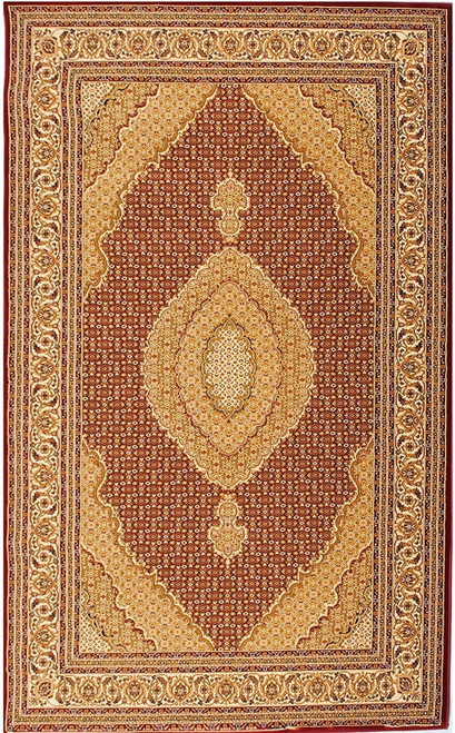 4' X 6' Red and Beige Oriental Power Loom Area Rug N270-395323
