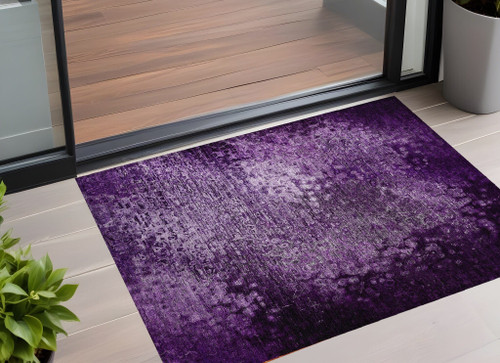 2' X 3' Purple Washable Non Skid Indoor Outdoor Area Rug N270-563511