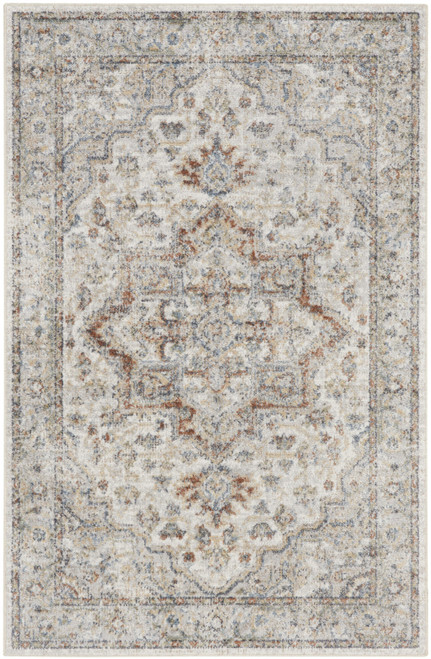 4' X 6' Gray Oriental Power Loom Washable Area Rug N270-521822