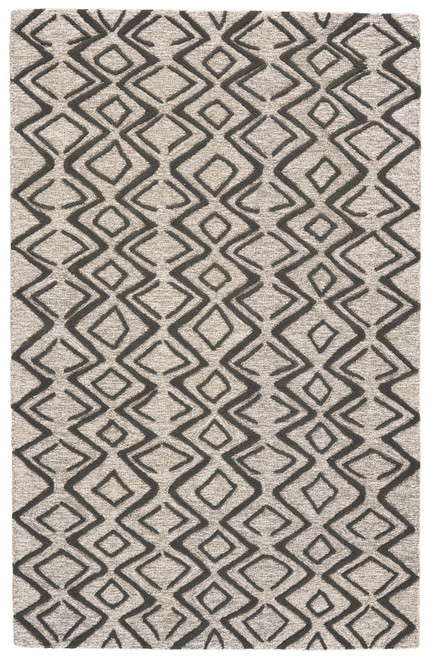 4' X 6' Black Gray And Taupe Wool Geometric Tufted Handmade Stain Resistant Area Rug N270-511838