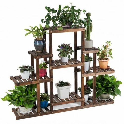6-Tier Flower Wood Stand Plant Display Rack Storage Shelf - Color: Brown - Size: 6-Tier D681-GT3574