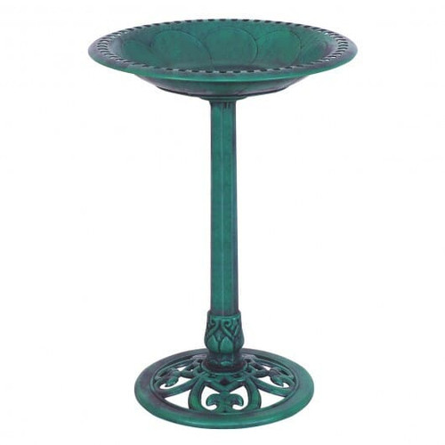 Outdoor Garden Green Pedestal Bird Bath Feeder B593-PS6502