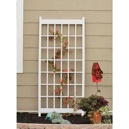 Outdoor 85-inch x 38-inch White PVC Vinyl Lattice Garden Trellis Q280-KWVPTS97284761