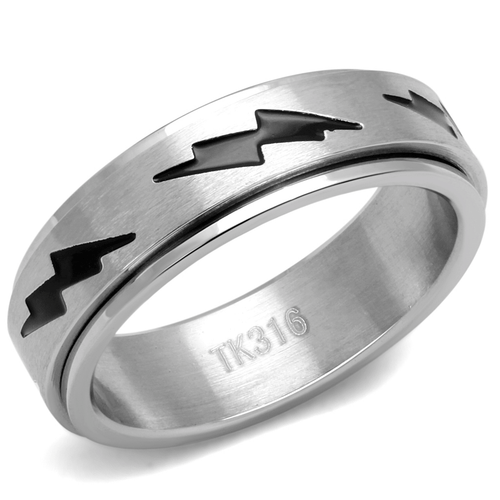 TK2926 - High polished (no plating) Stainless Steel Ring with Epoxy  in Jet A874-TK2926