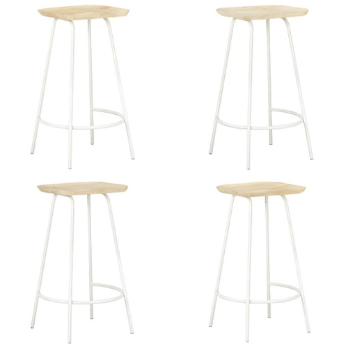 Bar Stool Set of 4 Bleached wood and white A949-320650