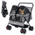 Foldable Double Pet Stroller with Adjustable Sunshade and Storage Basket-Gray - Color: Gray D681-PW10142GR