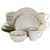 Elama Contessa 16 Piece Embossed Scalloped Stoneware Dinnerware Set in Ivory D970-EL-CONTESSA