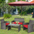 4 Pieces Patio Rattan Furniture Set with Cushions-Red - Color: Red D681-HW63238RE