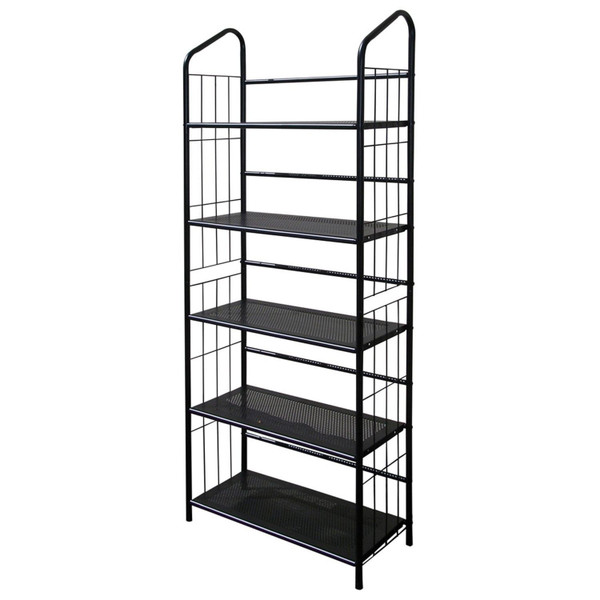 5-Tier Bookcase Storage Shelves Rack in Black Metal Q280-OI5TMB6822