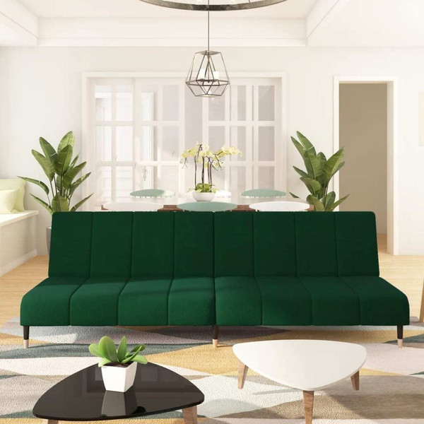 Sofa Bed Dark Green Velvet, Wood, Metal Standard A949-375876