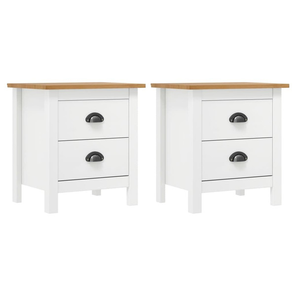 Bedside Cabinet Set of 2 White and Honey Brown Solid Pine Wood A949-288910