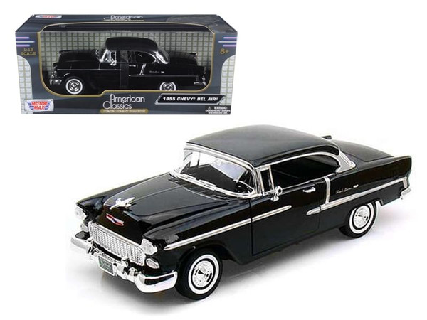 1955 Chevrolet Bel Air Hard Top Black 1/18 Diecast Car Model by Motormax F977-73185bk