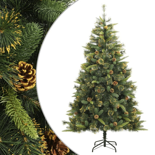 Artificial Hinged Christmas Tree Green PVC 82.7 in Collapsible A949-357703