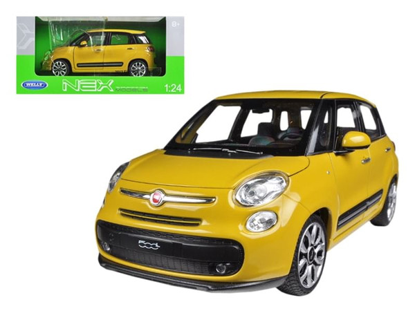 2013 Fiat 500L Yellow 1/24 Diecast Car Model by Welly F977-24038y