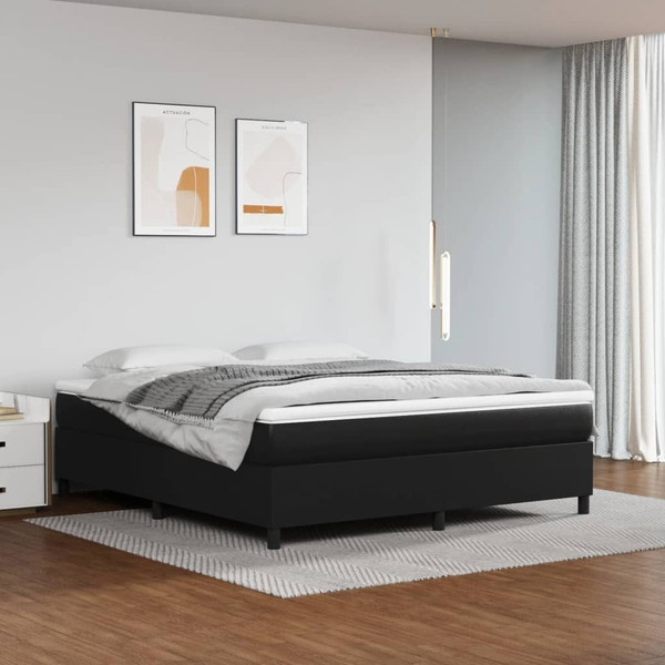 Bed Frame Black Faux leather, plywood, engineered wood A949-3121081