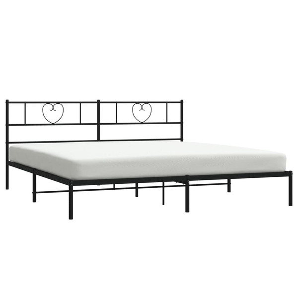 Metal Bed Frame without Mattress with Headboard Black 72"x83.9" A949-355468