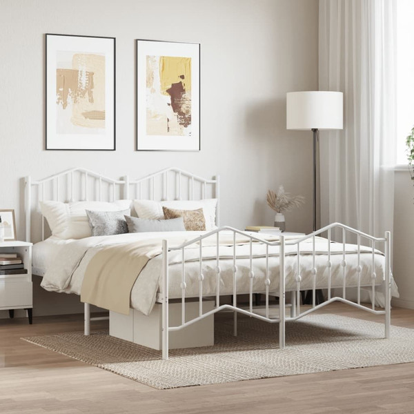 Bed Frame White Powder-coated steel King Bed Frame Rectangular A949-373858