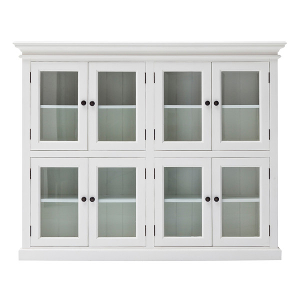52" White Wood and Glass Two Level Storage Cabinet N270-397841