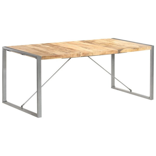 Dining Table Brown and Grey Solid Rough Mango Wood, Steel A949-321564