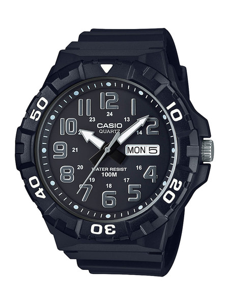 Casio Men's 'Diver Style' Quartz Resin Casual Watch, Color Black (Model: MRW-210H-1AVCF) G818-MRW210H-1AV