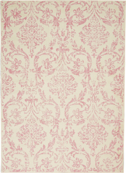 4' X 6' Cream Damask Power Loom Area Rug N270-522179