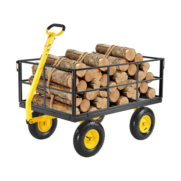1400 Lbs Steel Garden Cart, Heavy Duty Pullable Garden Wagon Yard Cart, 2 in 1 Outdoor Metal Utilit E415-ZXHYTCHH1400QIBNMV0