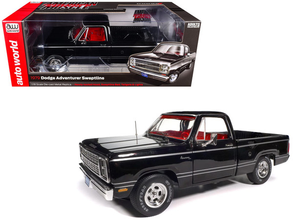 1979 Dodge Adventurer Sweptline Pickup Truck Black with Red Interior "American Muscle" Series 1/18  F977-AMM1355