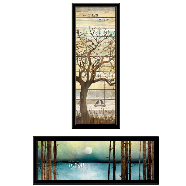 Set Of Two I met You or Living your Dreams 1 Black Framed Print Wall Art N270-406098