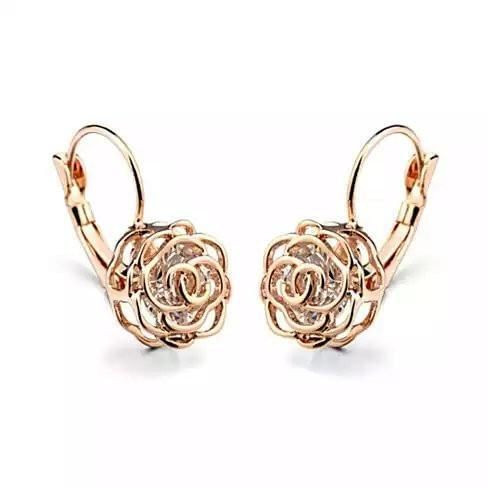Color: 18kt Rose Gold Plt. - ROSE IS A ROSE 18kt Rose Crystal Earrings In White Yellow And Rose Gol K290-9301033669