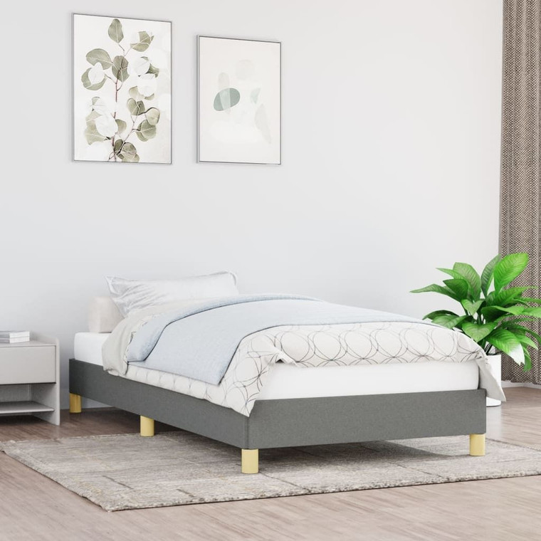 Bed Frame Dark Grey Polyester, Plywood, Engineered Wood Twin XL A949-346854