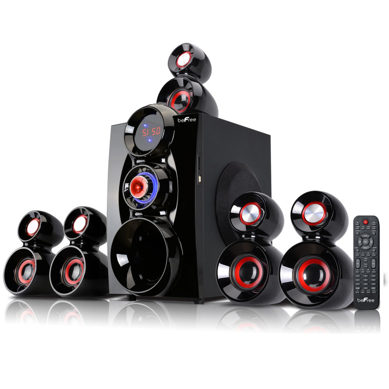 beFree Sound 5.1 Channel Bluetooth Surround Sound Speaker System- Red D970-BFS-600