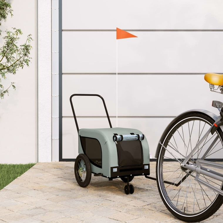  Pet Bike Trailer Gray and Black Oxford Fabric and Iron A949-94014