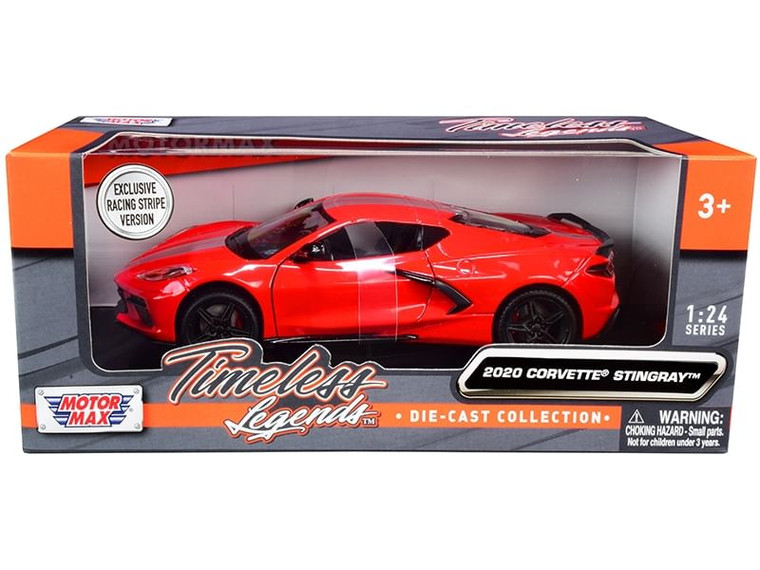 2020 Chevrolet Corvette C8 Stingray Red with Silver Racing Stripes "Timeless Legends" 1/24 Diecast  F977-79360r-s