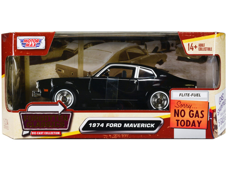1974 Ford Maverick Black "Forgotten Classics" Series 1/24 Diecast Model Car by Motormax F977-79042BK