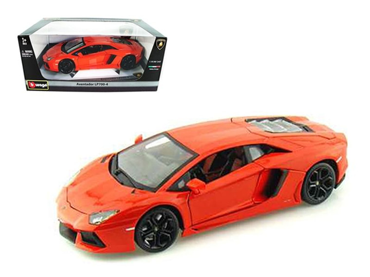 2012 Lamborghini Aventador LP700-4 Orange 1/18 Diecast Model Car by Bburago F977-11033or