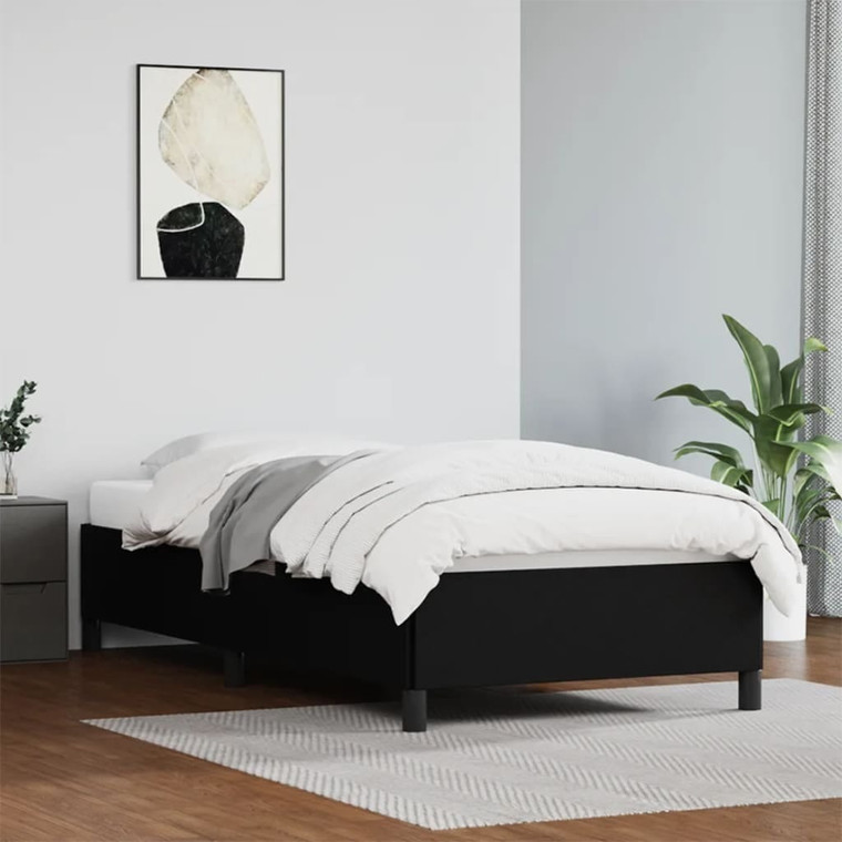  Bed Frame without Mattress Black 39.4"x79.9" Twin XL Faux Leather A949-347277