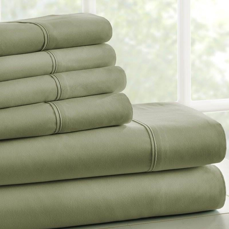 Twin XL Sage 4 PCS Soft Wrinkle Resistant Microfiber/Polyester Sheet Set Q280-GRTX1355
