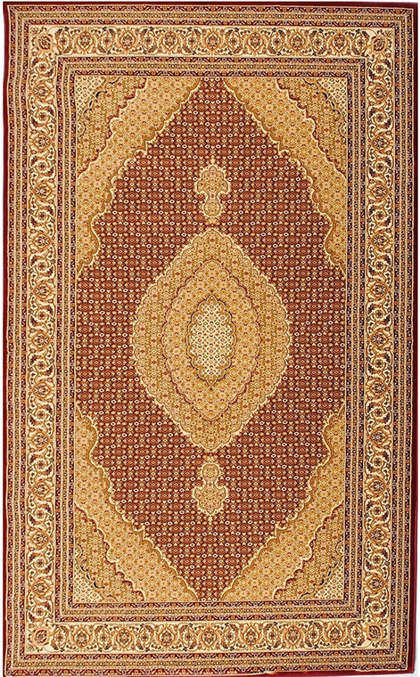 4' X 6' Red and Beige Oriental Power Loom Area Rug N270-395323