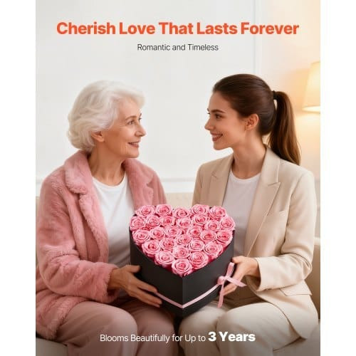 Forever Flowers, 27 Preserved Roses in a Heart Shape Box, Eternal Flowers Immortal Bouquet Birthday E415-YSHLHK27DFSXB7NZJ001V0