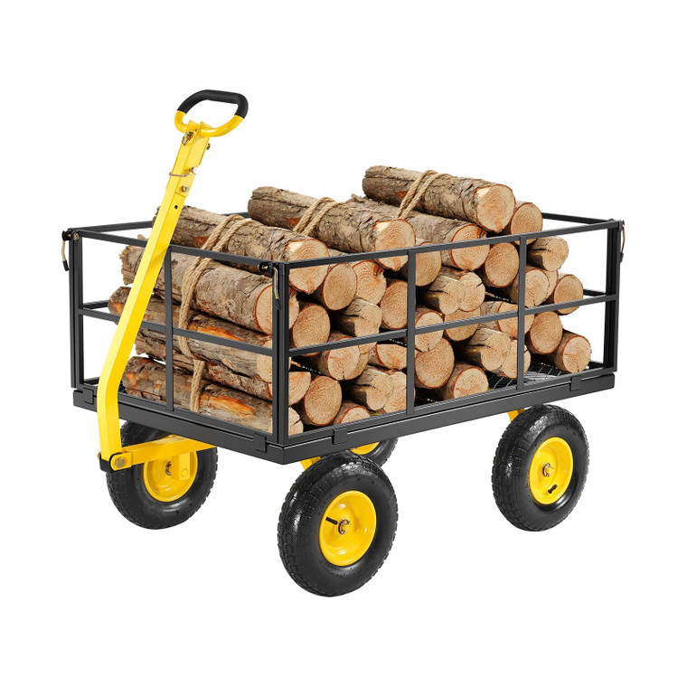 1400 Lbs Steel Garden Cart, Heavy Duty Pullable Garden Wagon Yard Cart, 2 in 1 Outdoor Metal Utilit E415-ZXHYTCHH1400QIBNMV0