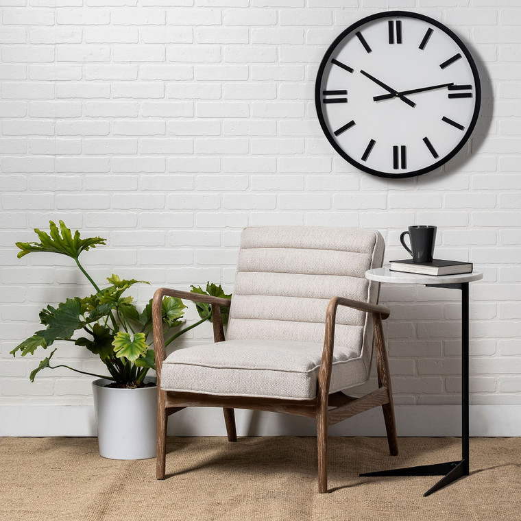 24" Round Large Modern Wall Clock With White Face And Non-Numarical Number N270-376248