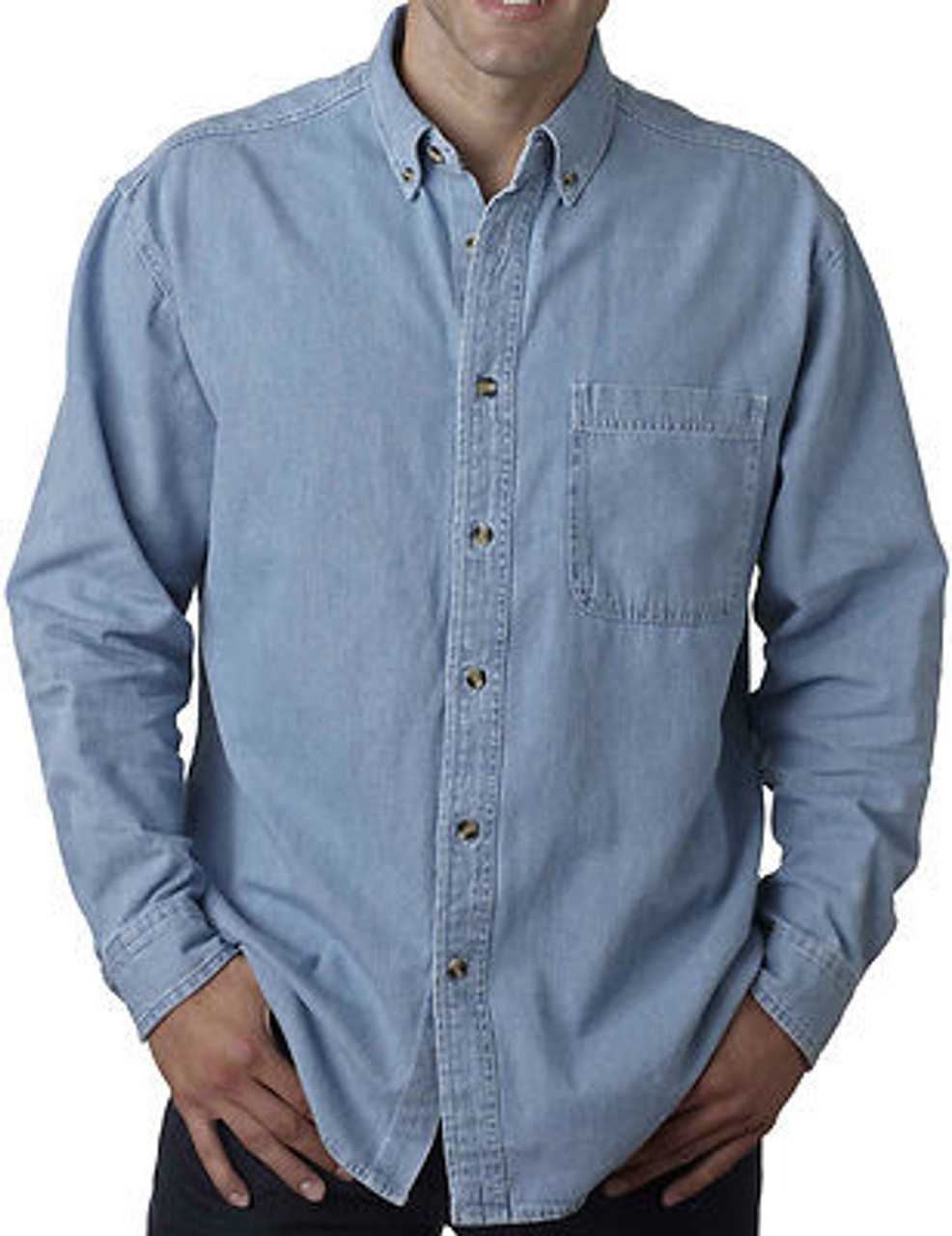 big and tall blue jean shirt