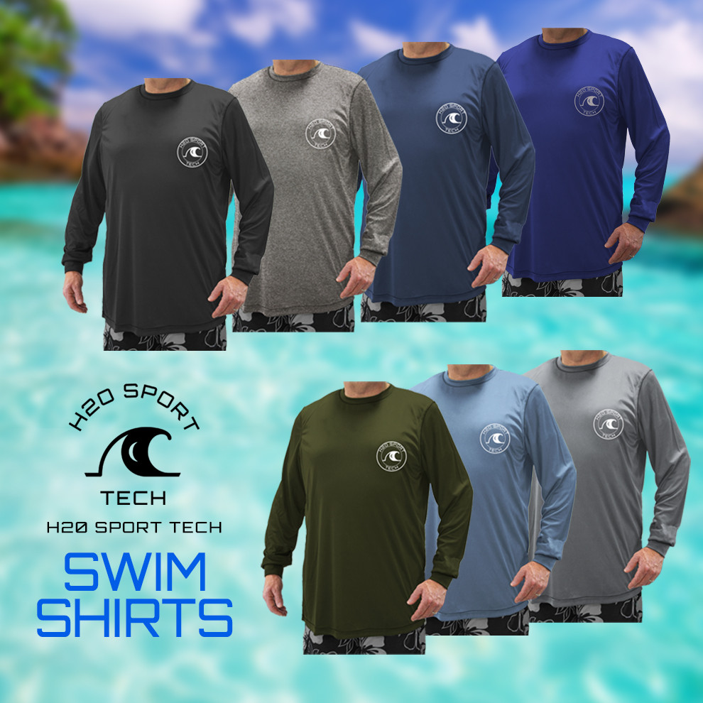 NAVY Long-Sleeve Swim Shirts for Big Tall Men
