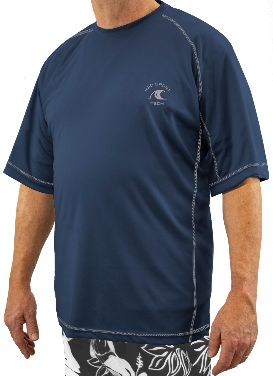 Navy Raglan Short-Sleeve Swim Shirts for Big & Tall Men