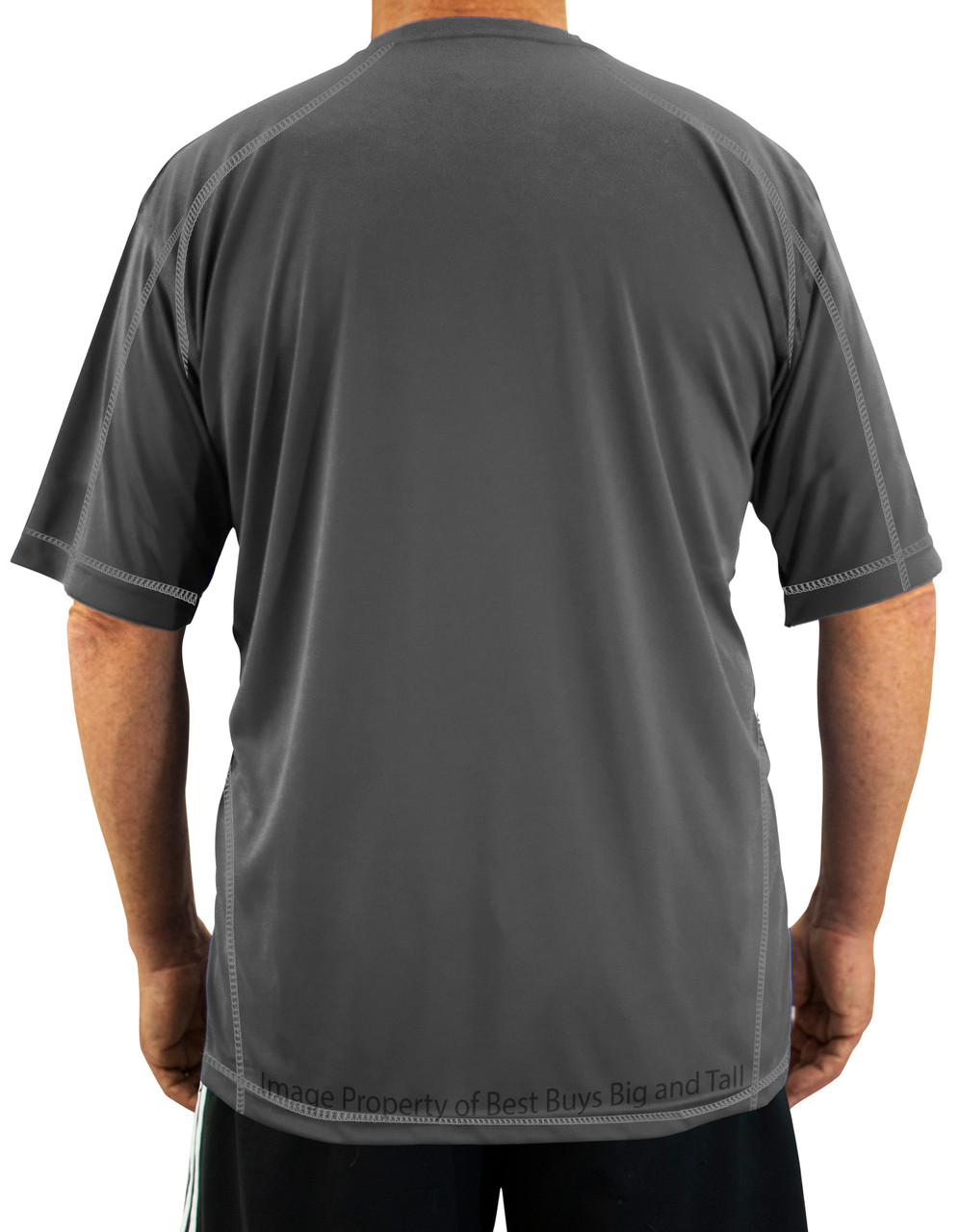 Charcoal Gray Raglan Short-Sleeve Swim Shirts for Big & Tall Men