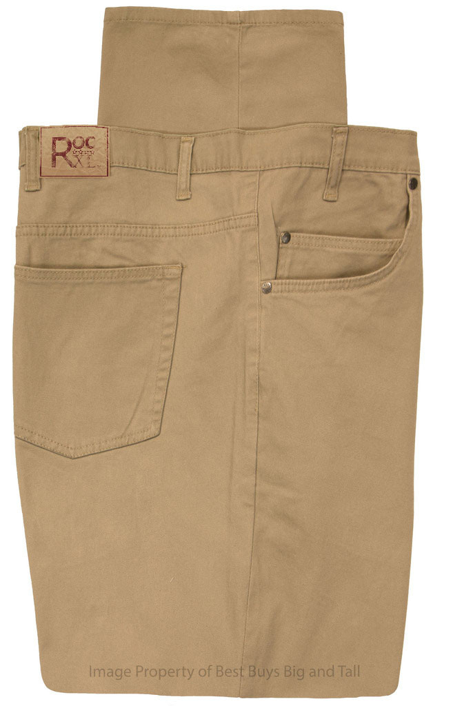 Khaki 5-Pocket Casual Twill Pants by ROCXL.