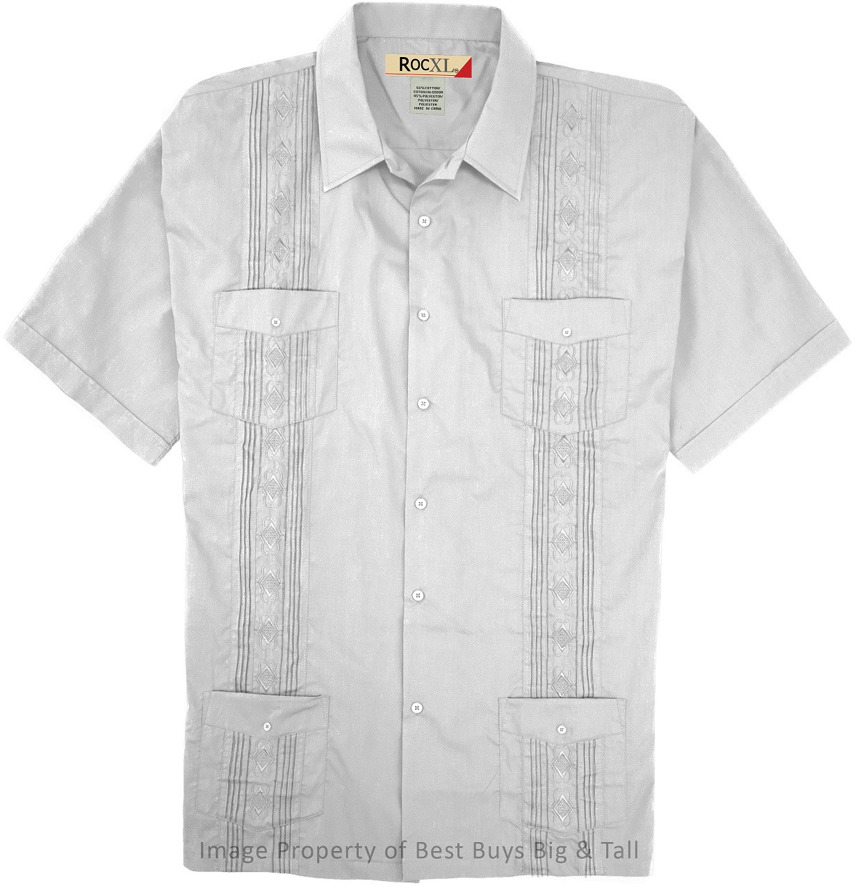 Big \u0026 Tall Men's White Guayabera Shirt 