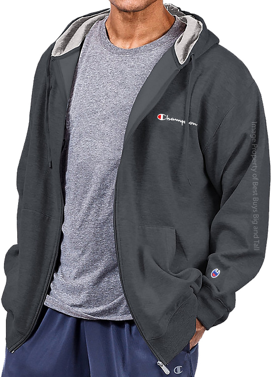 Champion big and tall men s CHARCOAL Fleece Zip Hoodie Midweight